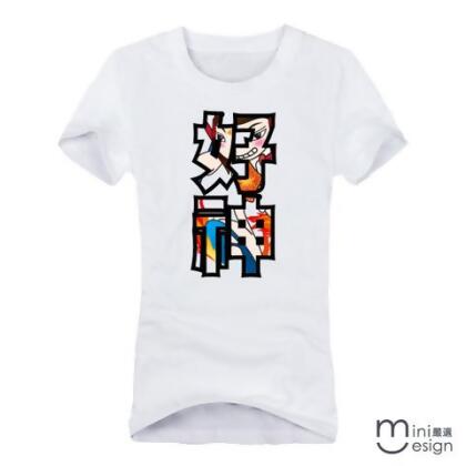 【Minidesign】(女款）好神潮流短T 六色 - 桃紅色 / XL 