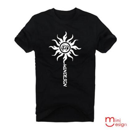 【Minidesign】（男款）太陽神圖騰潮流短T 三色 - 黑色 / XL 