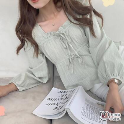 【Mini嚴選】甜美抓皺設計長袖上衣 四色 - 紅色 / XL 