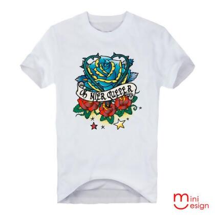 【Minidesign】（男款）惡玫瑰標章潮流短T 五色 - 灰色 / XXL 