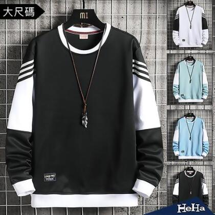 【HeHa】三線插色長袖大學T 五色 - 白色 / 3XL 
