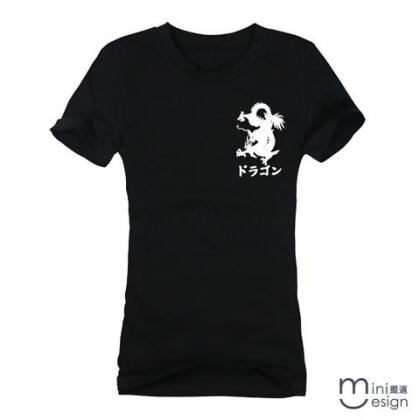 【Minidesign】（女款）龍剪影潮流短T 三色 - 白色 / L 
