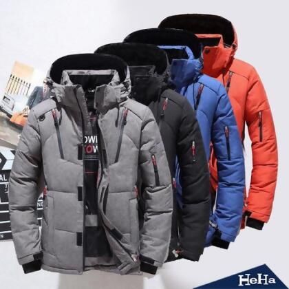 【HeHa】可拆連帽加厚羽絨保暖外套 四色 - 黑色 / 4XL 