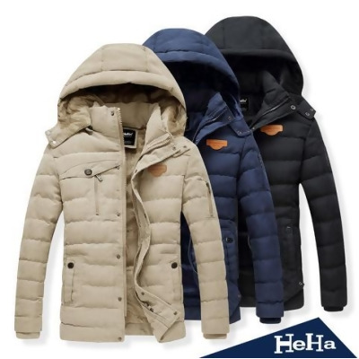 【HeHa】外套 刷毛加厚可拆連帽保暖外套 三色 - 黑色 / L 