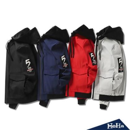 現貨出清【HeHa】秋冬可拆式連帽飛行夾克棒球外套 四色 - 灰色 / 3XL 