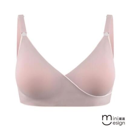 【Mini嚴選】交叉無痕媽咪 bra內衣 孕婦內衣 哺乳內衣 四色 - 粉色 / S 