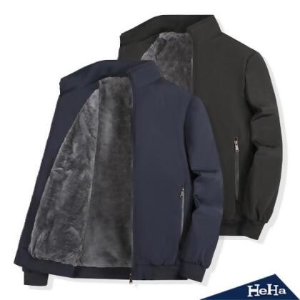 【HeHa】大碼 素面立領加絨保暖夾克外套 二色 - 黑色 / XXL 