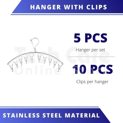 Stainless Steel Hanger with Clips [5pcs/set] 