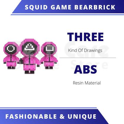 Squid Game Red Clothes Symbol Face Man Bearbrick Building Blocks 