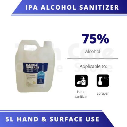 5L IPA Alcohol 75% Hand Sanitizer & Surface (with Moisturizer) 