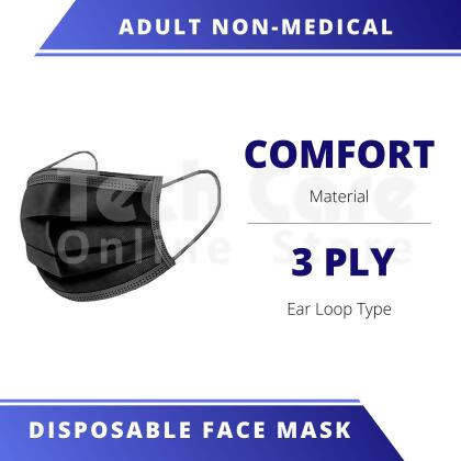 Adult Non-Medical 3 Ply Disposable Mask 50pcs Ear-Loop Type [BLACK] 