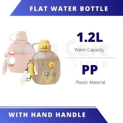 1200ML Cute & Flat Water Bottle Come With Hand Handle 