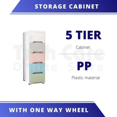 5 Tier PP Plastic Storage Macaroon Color Cabinet 