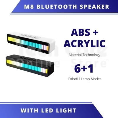 M8 Bluetooth TWS Speaker with RBG LED Lights Clear Sound & Bass Feel (10W) 