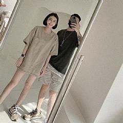 男女款厚磅韓T高磅數純棉親膚～落肩Oversize五分袖寬鬆（可情侶款）10件 