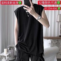 超強回購2件組男生夏季寬鬆韓版穿搭素色透氣無袖T恤背心 