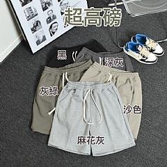 超高磅男生短褲素色百搭重磅棉短褲彈性抽繩休閒短褲運動短褲8入組 