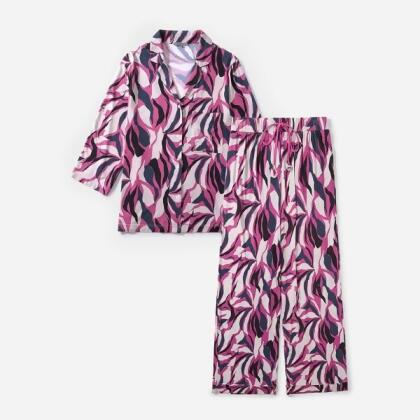 Silktouch 女印花長袖睡衣套裝 Pajama 