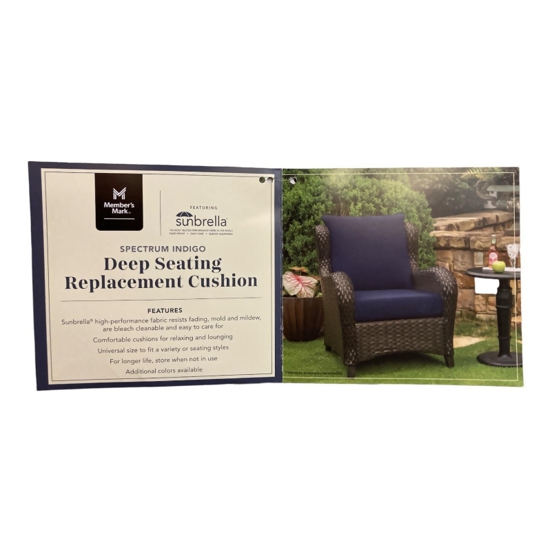 Member's Mark Sunbrella Deep Seating Cushion, 2-Pack Indigo