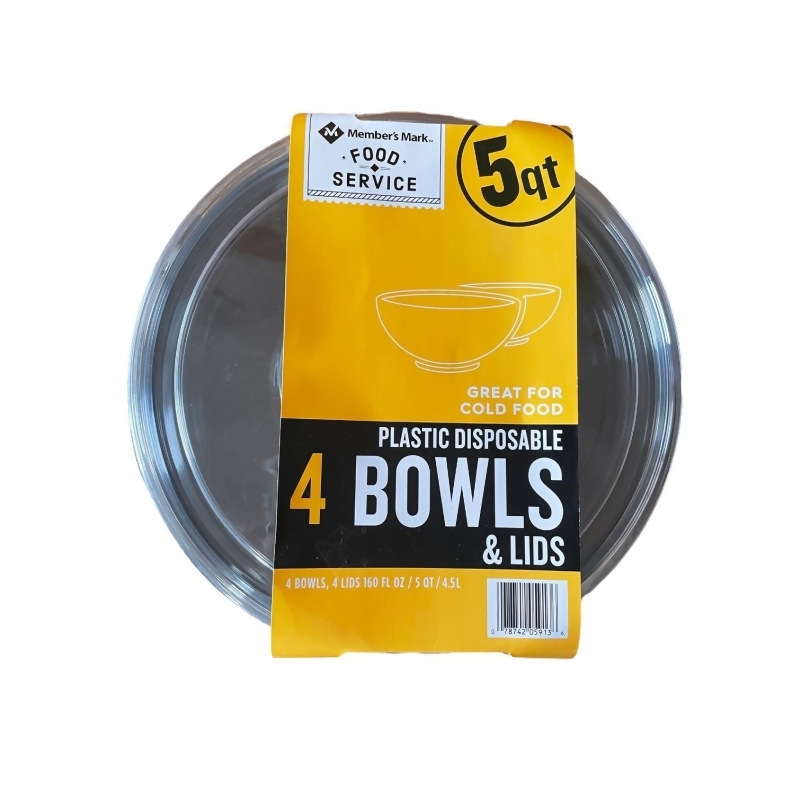 Member's Mark 5-qt. Plastic Disposable Bowl & Lid Set (4 pk.) - Sam's Club