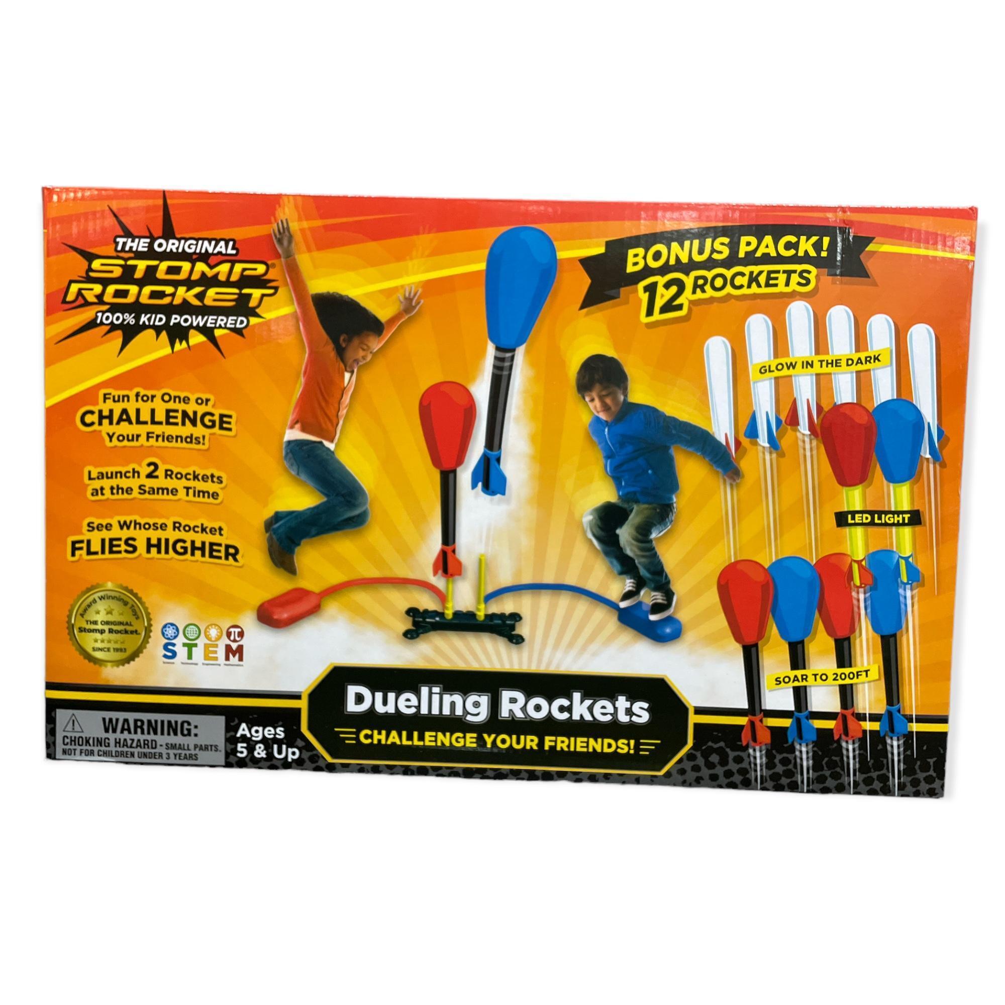 Stomp Rocket Dueling with LED and Glow in the Dark Rockets (12 Rockets)
