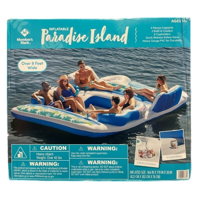 Member's Mark Inflatable Paradise Island, 6 Person, 2 Coolers, Cupholders 