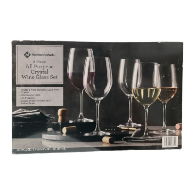 Member's Mark 8 Piece Traditional All Purpose Crystal Wine Glass Set, 20oz 