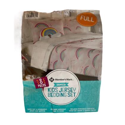 Member's Mark 8 Piece Rainbow Kids Jersey Bedding Set, Full 