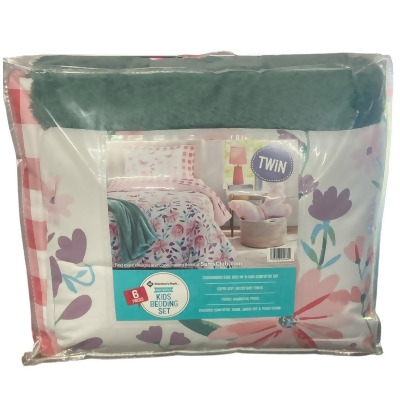 Member's Mark Kids' Bed in a Bag, Butterfly, 6 piece set, including Plush Throw 