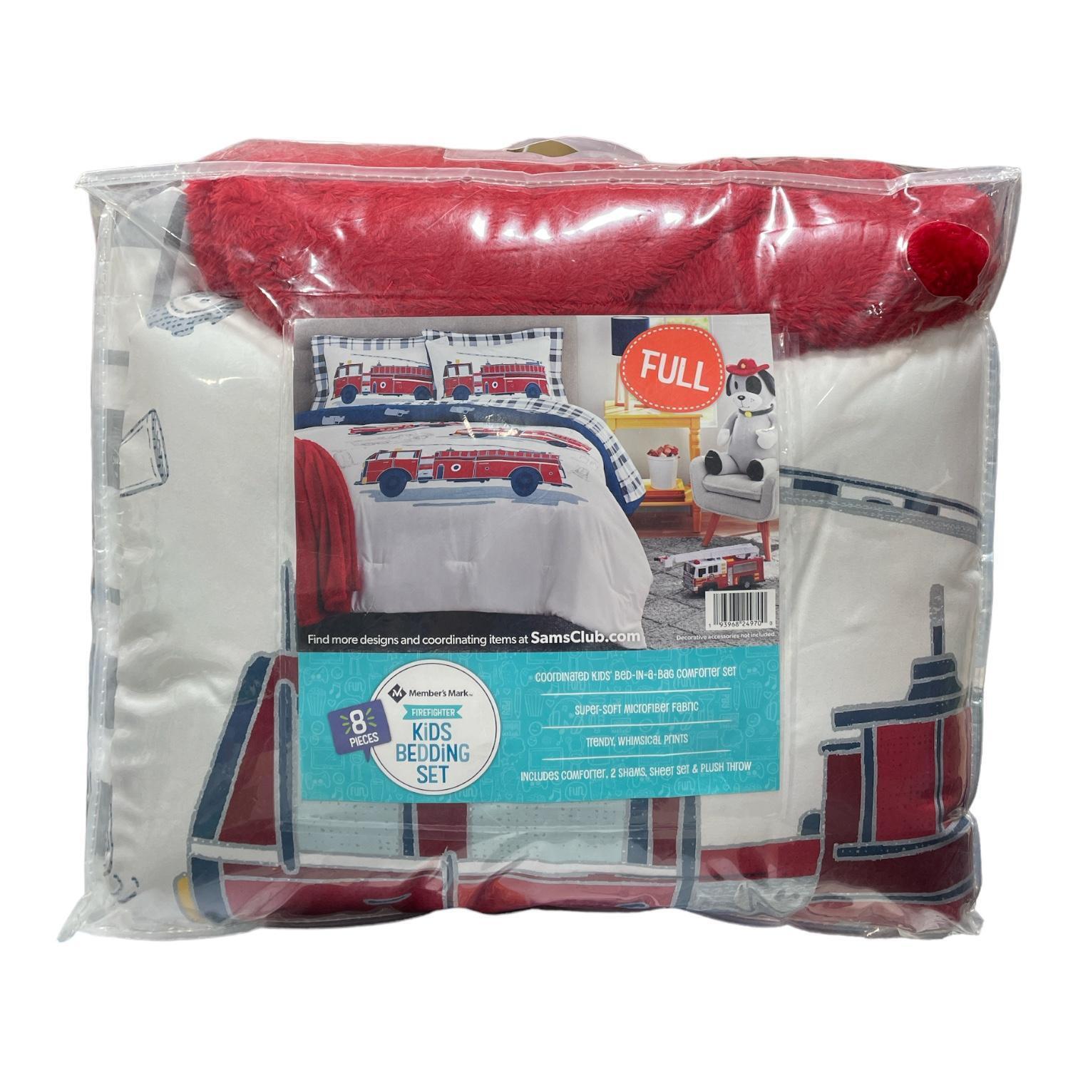 Member's Mark Kids 6 Piece Bed in a Bag with Plush Throw Set, Firefighter, Full