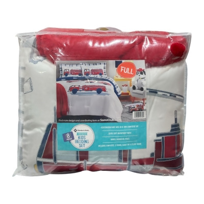Member's Mark Kids 6 Piece Bed in a Bag with Plush Throw Set, Firefighter, Full 
