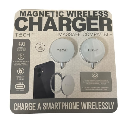 Tech2 Magnetic Wireless Charger, Magsafe compatible, 2 pack 