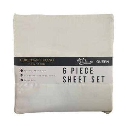 Christian Siriano New York 100% Polyester Microfiber Sheet Sets, Queen (White) 