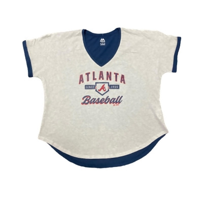 Genuine Merchandise Majestic Women's Short Sleeve Atlanta Braves V Neck Jersey Style Shirt 