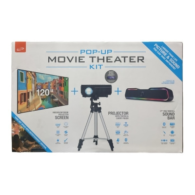 iLive Pop-Up Movie Theater Kit w/ Screen, Projector & Soundbar, THE2223BDL 