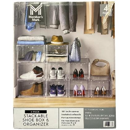 Member's Mark Stackable/Collapsible Shoe Box & Organizer, 4 Pack 