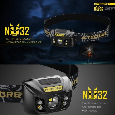NITECORE NU32 Headlamp (550流明) 輕量級 充電頭燈 跑步 | 登山 | 露營 