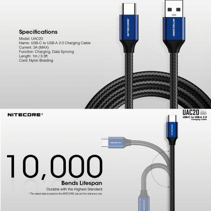 NITECORE UAC20 Charging Cable USB 3.0 to USB-C 3A 充電傳輸線