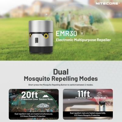 NITECORE EMR30 20 ft Protection Rechargeable Mosquito Repeller 充電式超聲波+熱蚊片驅蚊機 | 可充手機電 