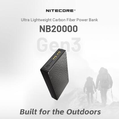 NITECORE NB20000 Gen3 Ultralight Carbon Power Bank 超輕碳纖行動電源(第三代) 僅重291g 
