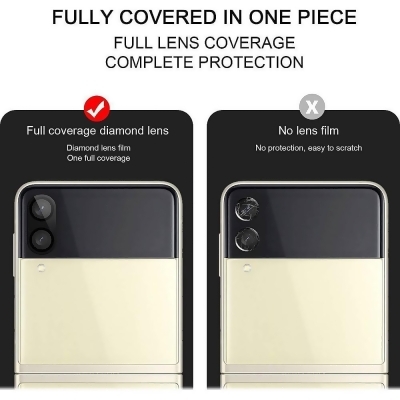 ZeroDamage Camera Lens Protector for Samsung Galaxy Z Flip3 or Flip 3 5G (2-Pack) - Clear/Black/ 