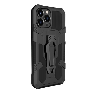 Black Apple iPhone 13 Pro Max Case - Military Kickstand Series with Belt Clip/ 
