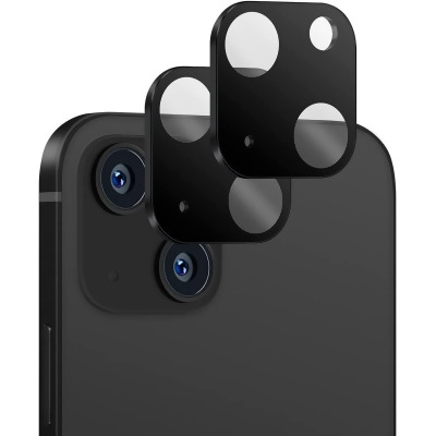 ZeroDamage HD Flexible Glass Camera Lens Protector for Apple iPhone 14/14 Plus (2-Pack) - Black 