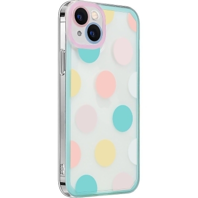 PolkaDot Hybrid-Flex Hard Shell Case for Apple iPhone 14 Plus - Clear/Pink/Teal 