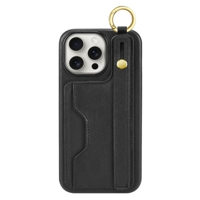 Fingergrip Case with Card Slot for iPhone 15 Pro Max - Black 
