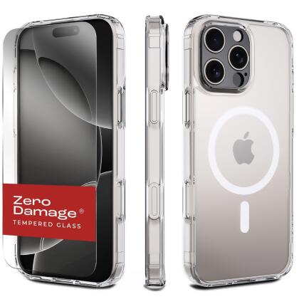 Classic Series Clear Case & Tempered Glass Kit - Apple iPhone 16 Pro Max - Clear 
