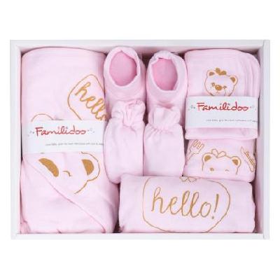 新生兒寶貝嬰兒服禮盒 滿月周歲禮盒(嬰兒包巾. 包屁衣. 小圍兜....多樣新生寶寶用品), 顏色: 粉色 