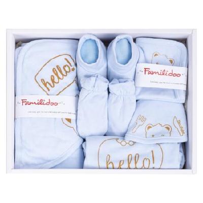 新生兒寶貝嬰兒服禮盒 滿月周歲禮盒(嬰兒包巾. 包屁衣. 小圍兜....多樣新生寶寶用品), 顏色: 藍色 