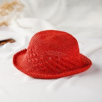 [Bodhiyamas] 手工編織兒童紅色蕾絲圓帽－The Vigor Red 