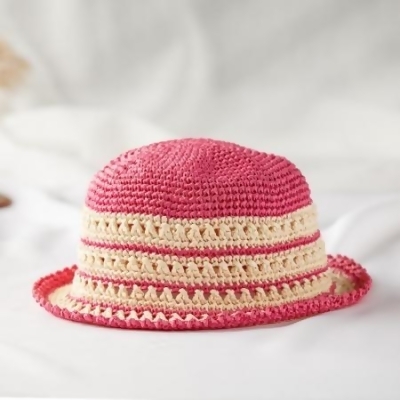 [Bodhiyamas] 手工編織兒童粉白雙色圓帽－The Vigor Pink 